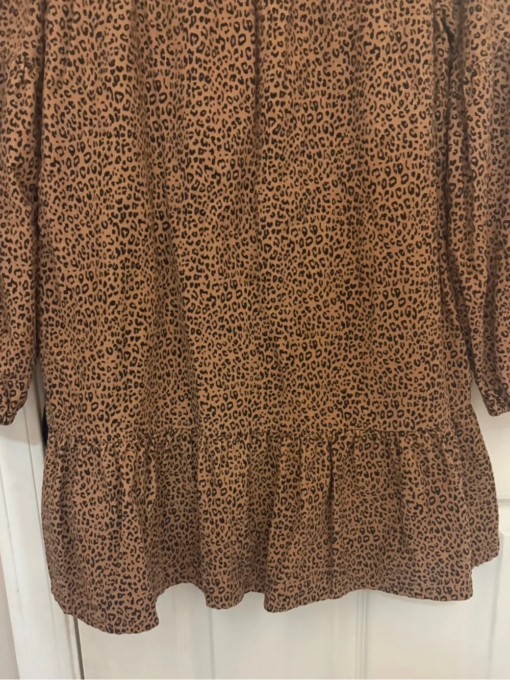 GAP Leopard Print Corduroy Long Sleeve Dress